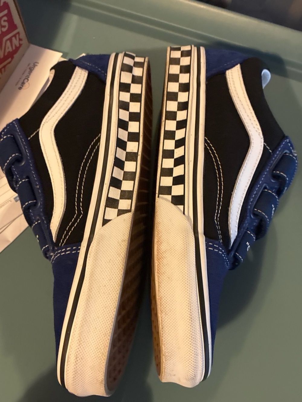 Vans Kids Old Skool Velcro Sneakers - Black, Blue, White - Picture 4 of 7